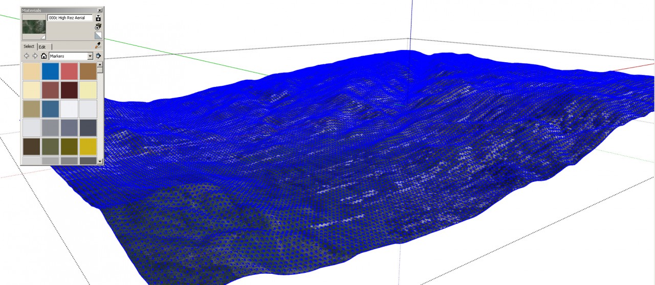 SketchUp Skelion Extension. Make sure that all surfaces and edges of the Skelion terrain are selected